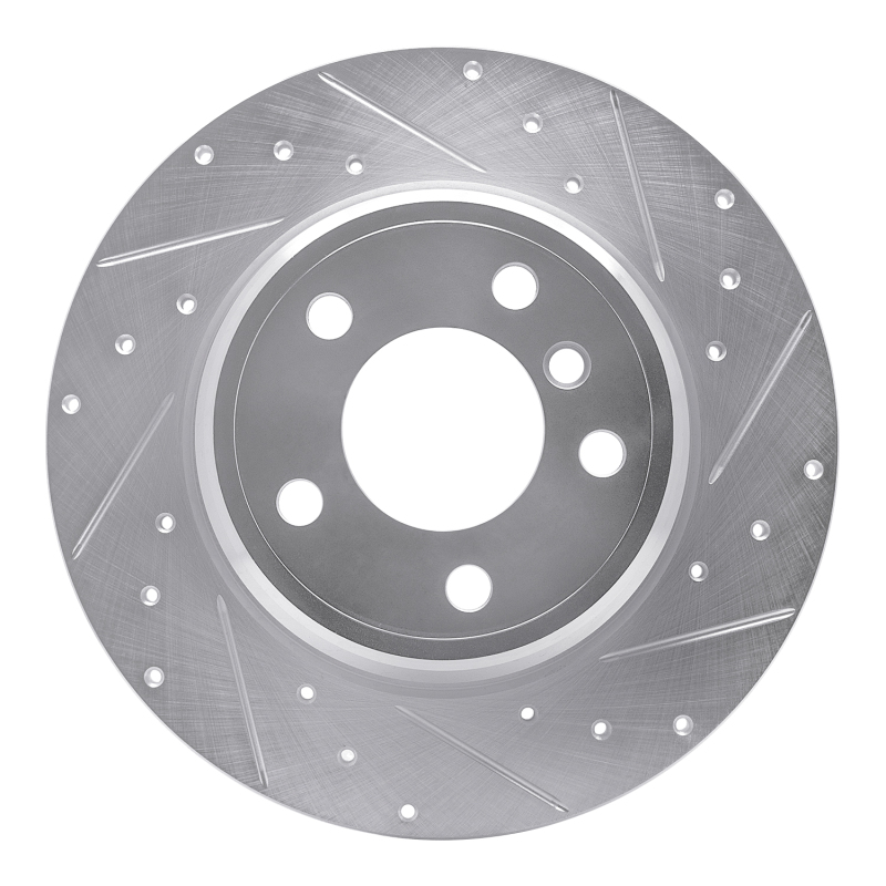 BMW X5 Brake Rotor (1) - Rear Right - R1 Concepts - Drilled & Slotted - Silver - `00-`06